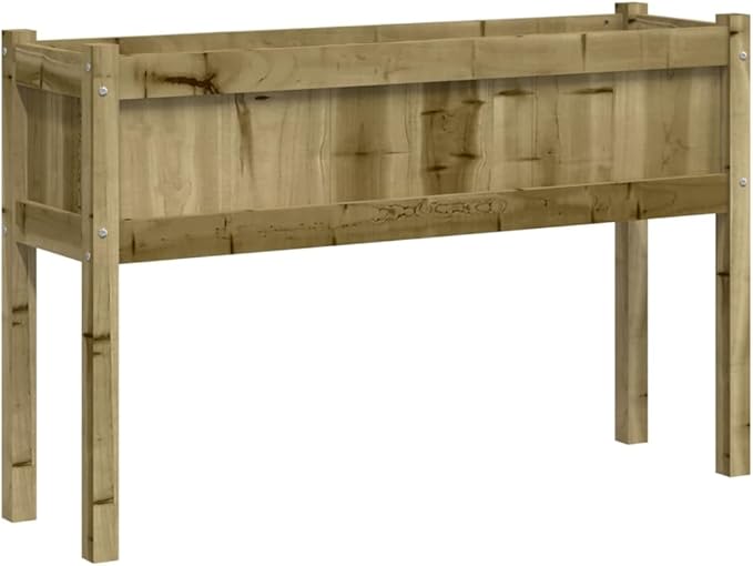 Garden Planter Set of 2 Brown Vacuum Pressure Treated Pinewood 43.3x43.3x27.6 in Rectangular Outdoor Raised Garden Bed Planters for Flowers Vegetables Herbs Balcony Patio