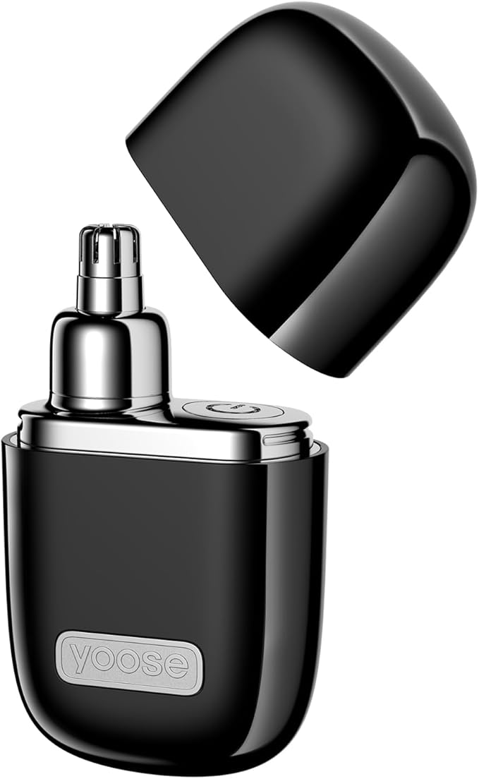 yoose Alloy Nose Hair Trimmer Portable Nose Hair Trimmer for Men Women Rechargeable Washable Nose Trimmer Detachable Head Easy to Clean Travel Size Dual Edged Blades Painless Trimming Black