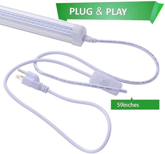 48 Pack LED Grow LightT8 Integrated Growth Tube Lamp 4ft 2160W(45w x 48 11200W Equivalent)Full Spectrum Sunlight ReplacementDouble RowLinkable Design4 Foot Plant Lights for Indoor Plant