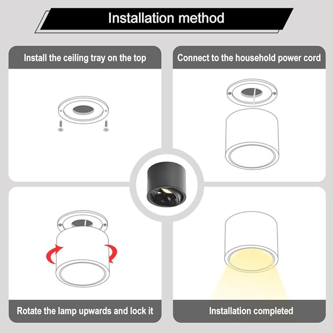 Spotlight 2.9 Cylinder Spotlight Adjustable Semi Flush Mount Spotlights Exposed Mounted Focus Accent Lamps