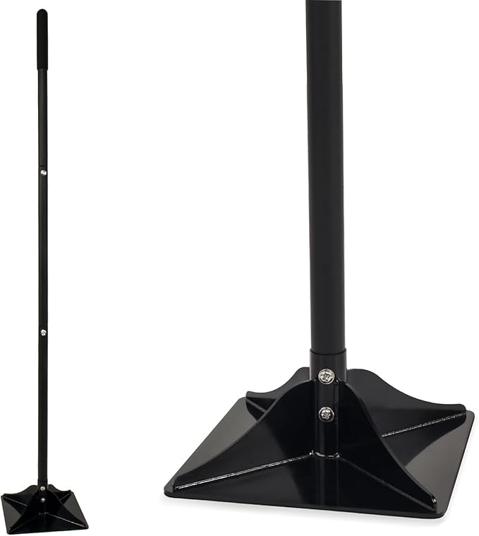 Steel Tamper 8'' x 8'' Garden Ground Tamper Tool Durable Steel Handheld Tamper with 48 inch Handle Garden Tools for Landscaping and Repair Work