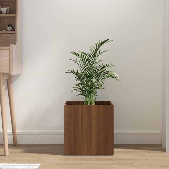 Planter BoxBalcony Planter BedsModern DesignGarden DecorationBackyard Raised BedsHerb PlantersHerb Plantersfor PatioCourtyardBalconyTerraceBrown Oak 15.7x15.7x15.7 Engineered Wood