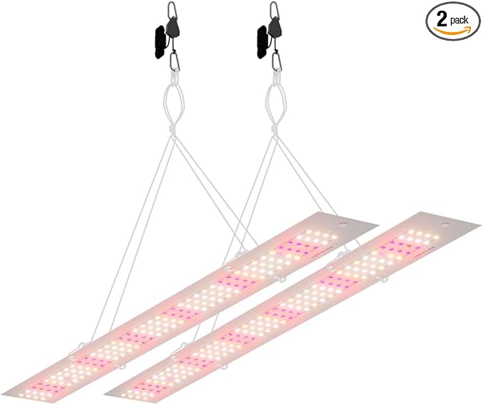 2Pcs 200W LED Sunlight Plant Light 100-277V Indoor Seedling Planting Panel Lamp UV/IR Succulent Cultivate Lamps Potted Fruit Flower Vegetable Cactus Moss Fill Lighting 110V US Plug with Hook Hanging