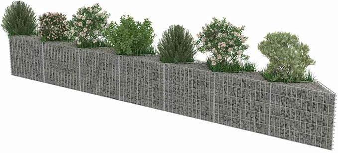 Galvanized Steel Gabion Wall Wall Basket Wire Fence Planter Cages Boxes Raised Bed Mesh Wire Wall Panel for Outdoor Landscape Lawn 177.2x11.8x19.7-623
