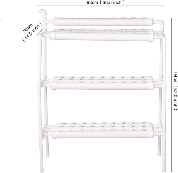 Hydroponic Indoor Garden Vertical Hydroponic Rack PVC Pipes Gardening System with Water Pump Timer Grow Kit for Leafy Vegetables