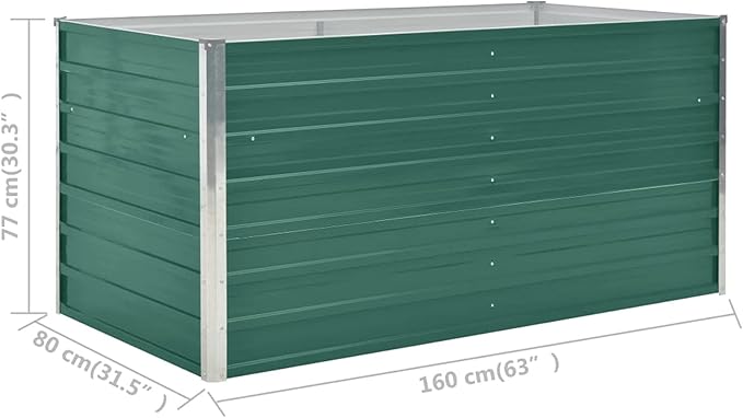 Raised Beds Patio Raised Planter Box for Vegetables Outdoor Garden Backyard Flowers Fruits 63x31.5x30.3 Galvanized Steel Green