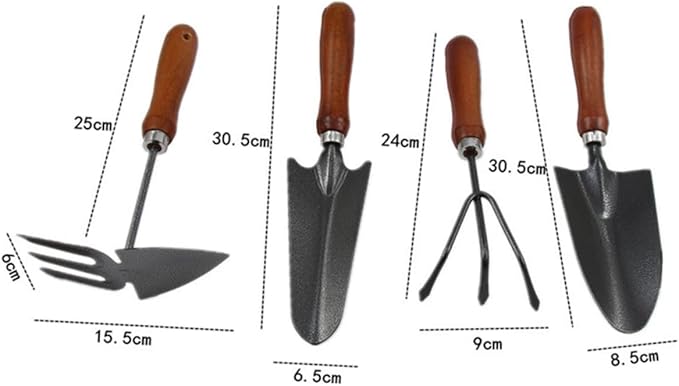4pcs Mini Paint Spatula Garden Tools Set Iron Shovel for Planting Wooden Handle Lightweight Garden Hand Tools for Gardening Kit