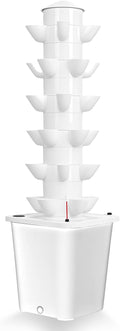 Hydroponic Tower 6 Layers 30 Holes Vertical Hydroponics Growing System Indoor Planter for Herbs Fruits Vegetables with 10L Tank Soilless Cultivation Garden Kit (White)