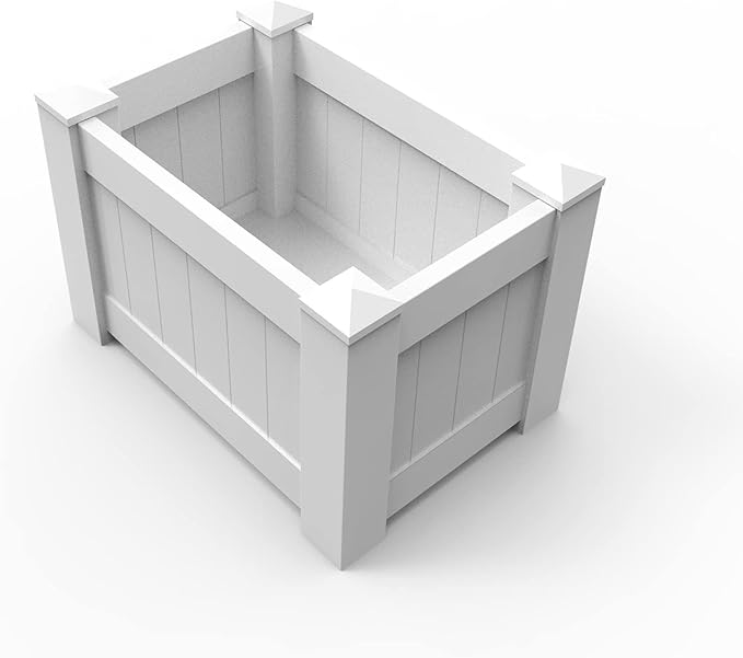 Windscreen4less 4 PCS 31x20x20 Vinyl Raised Bed White Planter Box for Patio Balcony Deck Vegetables Herbs and Succulents Outdoor Indoor