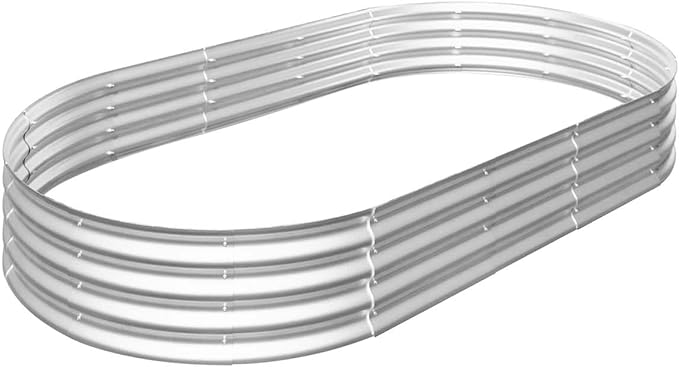 8x4x1ft Heavy Duty Metal Raised Garde Bed Kit Oval Large Metal Planter Boxes for Vegetables/Herbs/Flowers Galvanized Planter Raised Garden Beds for Outdoor with Reinforced Edges (2Pcs 8x4x1ft)