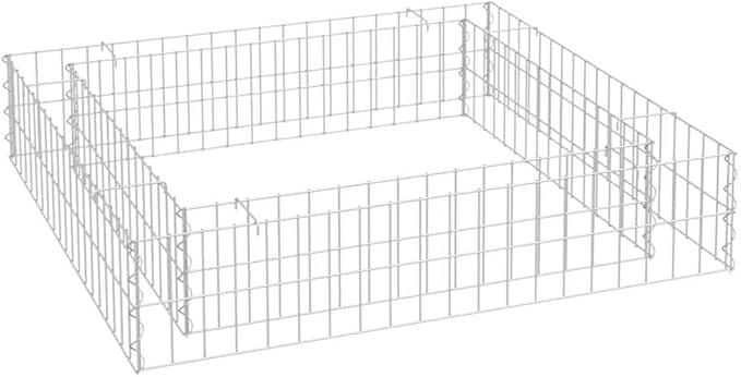 Gabion Raised Bed Silver Galvanized Steel 39.4x39.4x7.9 inch Square Planter for Outdoor Plants Durable Gardening Solution
