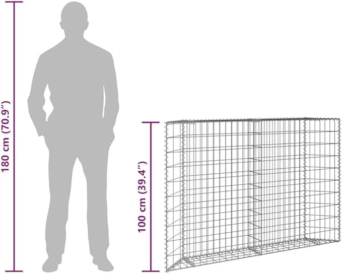 vidaXL Galvanized Steel Gabion Raised Bed - Versatile and Durable Planter for Garden and Patio - Weather- 59.1x7.9x39.4 Silver