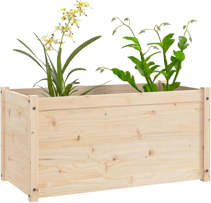 Raised Garden Bed Garden Planter Box Planter Raised Bed Wood Planter Box Grow Vegetable Flower Herb Gardening Natural 39.4x19.7x19.7 Solid Wood Pine