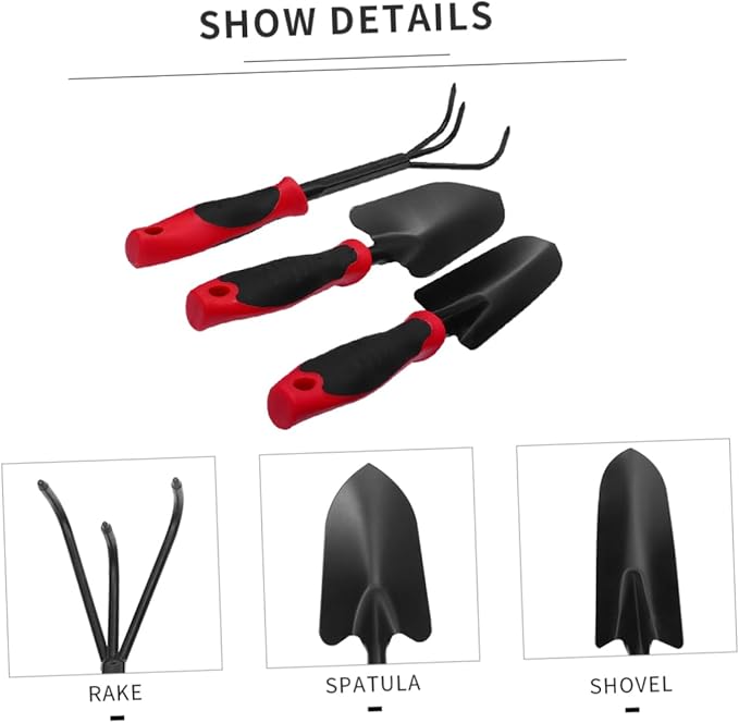GANAZONO 3-Piece Garden Tool Set Sturdy Iron Plastic Garden Tool Kit for Boys and Girls Adults