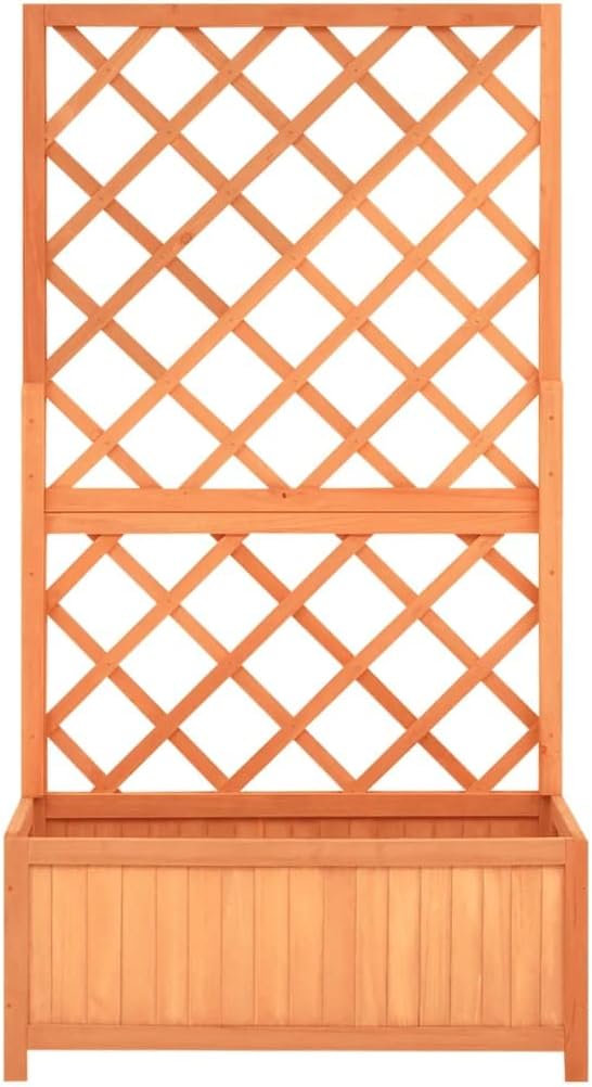 Garden Trellis Planter Wood Planter with Trellis Planter Box with Trellis Raised Garden Bed Outdoor for Plants Hanging Flower Baskets Brown 27.6x11.8x53.1 Solid Firwood