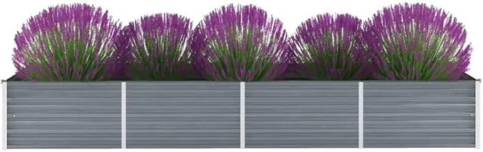 Garden PlanterOutdoor Plant BoxPatio Balcony Deck for Growing Flowers Vegetables Tomatoes and HerbsGarden Raised Bed Galvanized Steel 126x31.5x17.7 Gray