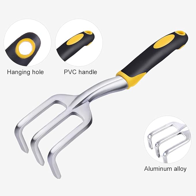 Garden Tools Set - 7 Piece Heavy Duty Aluminum Gardening Tools for Digging Planting and Pruning Gardening Gifts for Men Wome Kids
