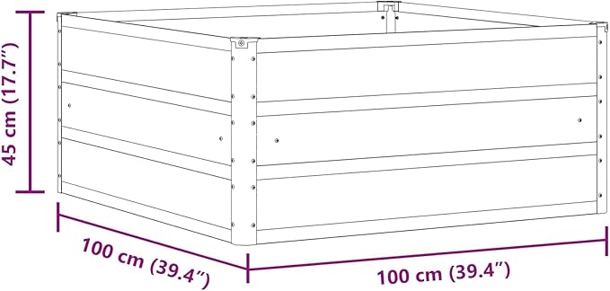 Steel Raised Garden Bed for Gardening Metal Planter Box for Vegetables Fruits Flowers 39.37 x 39.37 x 17.72 in Anthracite -445