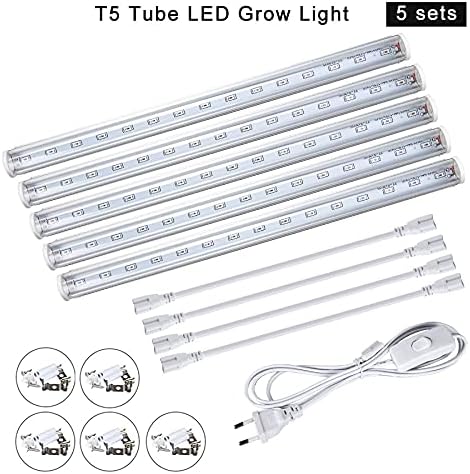 Lights LED Grow Light Full Spectrum Lamp 6W 12W 18W 24W 30W Led Grow Light 110V 220V T5 Tube LED Phyto Lamp for Plants Indoor Garden (Color : 5 Sets)