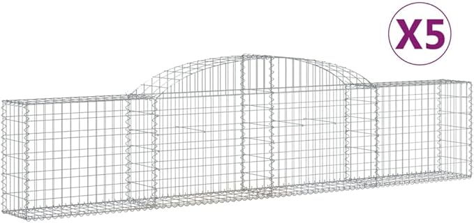 Arched Gabion Planter Baskets Galvanized Steel Metal Boxes for Outdoor Flower Plant Gardening Large Vegetable Growing 118.1x11.8x23.6/31.5 (5 pcs)