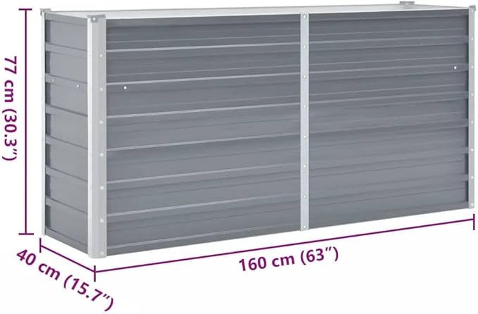Galvanized Steel Garden Raised Bed Kit Outdoor Planter Raised Garden Boxes Metal Raised Garden Beds for Vegetables Herbs Flowers 63x15.7x31.3 Gray-1152