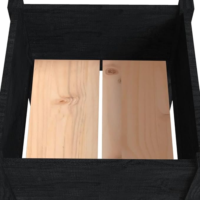 Planter Black Solid Pinewood Outdoor Garden Planter Square 19.7x19.7x27.6 in Durable Raised Garden Bed for Flowers Patio and Balcony