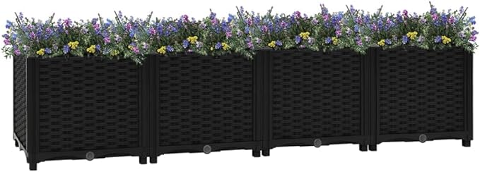 Raised Bed Garden Planter Outdoor Planter Box Natural Plant Pot Suitable for Growing Vegetables Flowers Herbs and Succulents 63x15.7x15 Polypropylene