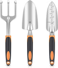 8 Piece Gardening Tools Set Garden Tool kit with Foldable Storage Bag Heavy Duty Garden Tool Set for Tilling Loosening Soil Weeding(3pcs-Orange)