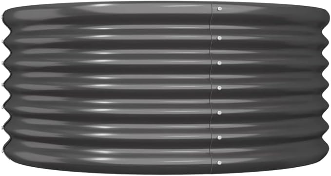 Round Garden Planter Powder-Coated Steel Round Raised Garden Bed for VegetablesOutdoor Garden Raised Planter Box Backyard Patio Planter Raised Beds 31.5x31.5x14.2 Anthracite -480
