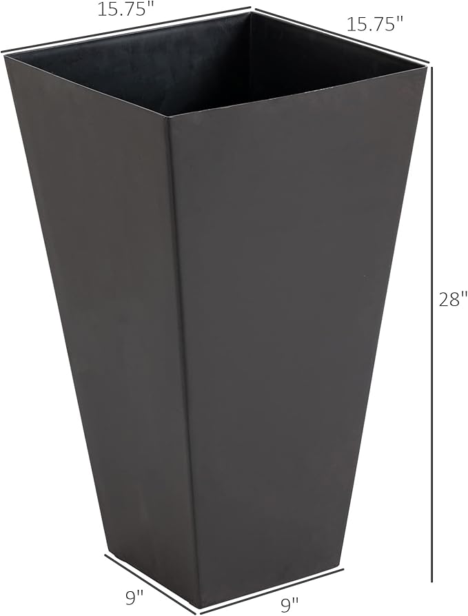 Set of 3 Tall with Drainage Hole 28 Outdoor Flower Pots Indoor for Porch Patio and Deck Brown