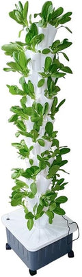 Hydroponics Tower Garden Growing Vertical Indoor Gardening Vegetable Plant Tower with Timer Automatic Watering and Movable Water Tank