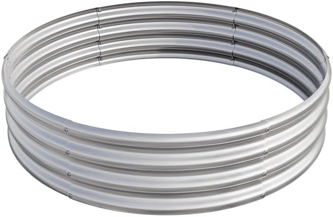 47.24 * 11.4 Tall Round Raised Garden Bed Galvanized Metal Raised Beds for Vegetables Outdoor Garden Raised Planter Box Backyard Patio Planter Raised Beds for Flowers Fruits Silver