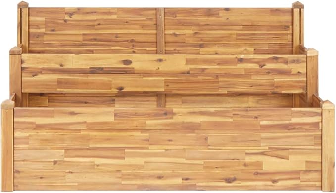 Garden Planter Natural Wood Color Solid Acacia Galvanized Steel Wire Welded Grid for Garden Bed on Patio &amp Balcony