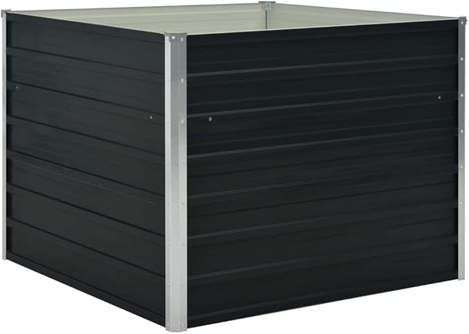 YAFF Raised Garden Bed Anthracite 39.4x39.4x30.3 Galvanized Steel (18.92lbs)