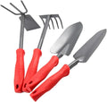 Hand Rake Garden Tool Gardening Hand Tools SetCultivator Hand Rake with Soft Rubberized Non-Slip Ergonomic HandleGarden Gifts for Women &amp Men (Red) Pack of 4