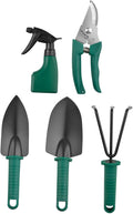 Heavy Duty Gardening Tool Set 5pcs with Stainless Steel Shovel Rake Pruner and Portable Carrying Case for Outdoor Garden Planting and Lawn Care