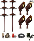 Best Pro Lighting LED DIY 12V Landscape Lighting Kit Mushroom Pathway &amp Spotlight/Uplight in Rust Color Do It Yourself Kit