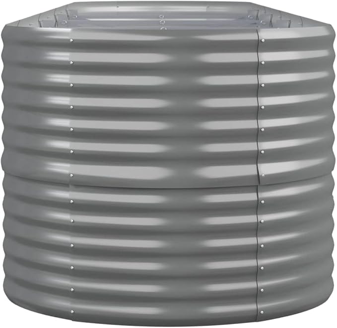 Powder-Coated Steel Garden Raised Bed Oval Shape Planter Box Metal Raised Garden Beds for Flowers Vegetables Herbs 173.2x31.5x26.8 Gray-698