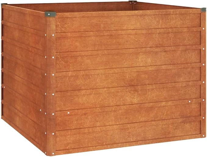 Corten Steel Outdoor Garden Raised Bed Garden Planter Box for Vegetables Flowers Herbs Rusty 39.4x39.4x30.3 Corten Steel-337