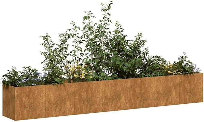 Large Rustic Corten Steel Planter Box 43.4 x 6.2 inch Raised Outdoor Garden Bed for Balcony Patio Weathering Steel Flower Box for Vegetables Herbs Easy Assembly