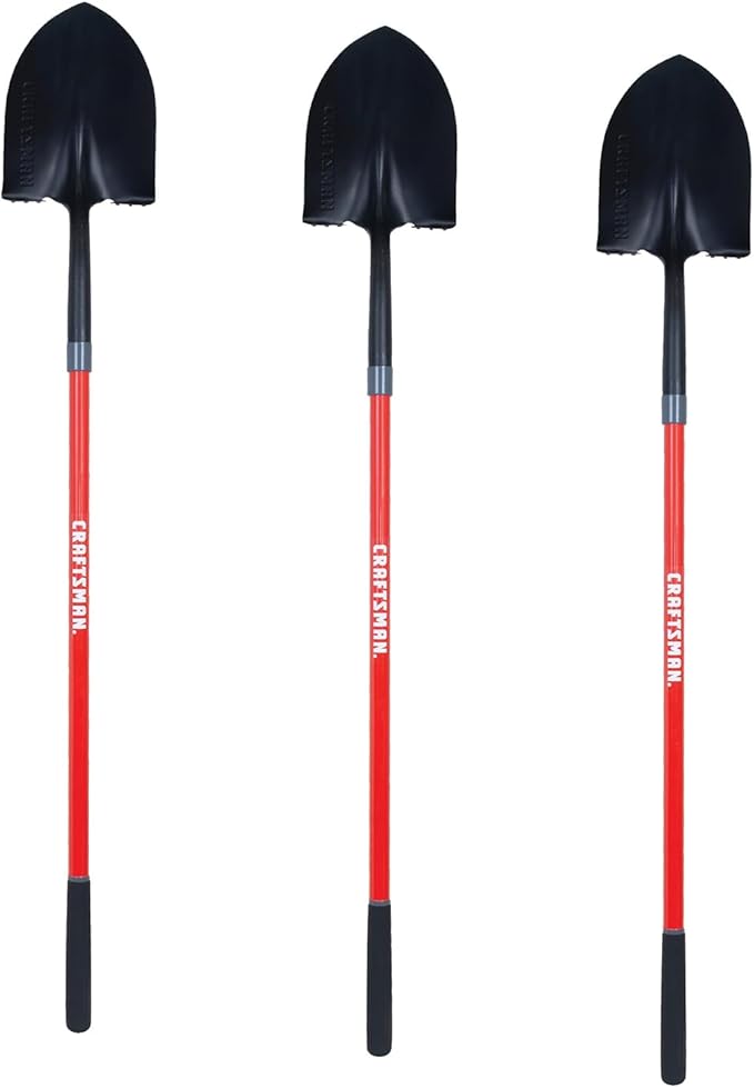 Craftsman Garden Shovels for Digging and Gardening: Heavy Duty Spade Shovels Ideal for Construction Projects Lightweight Metal Spade Tool Set Pack of 3
