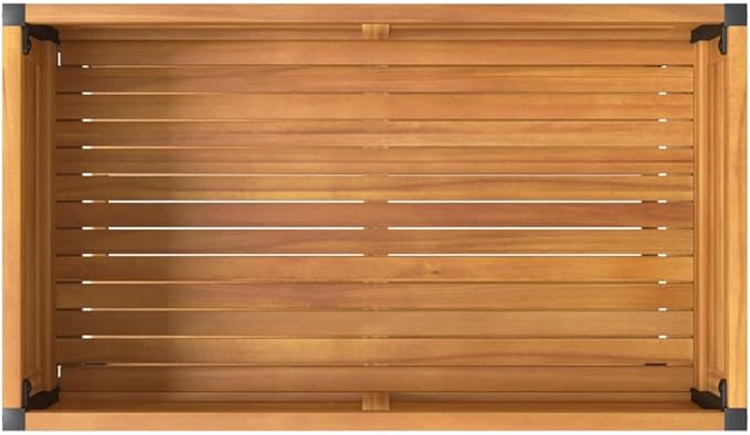 Wooden Garden Planter Box with Storage Shelf and Slatted Design Wood Flower Boxes Wooden Raised Garden Bed 31.5x17.7x31.5 Solid Wood Acacia and Steel-354