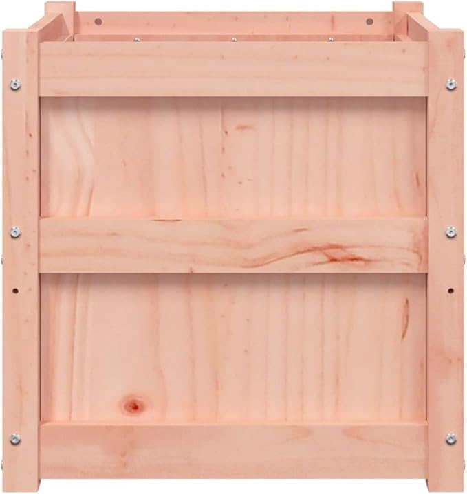 Garden Planter Set of 2 Natural Solid Douglas Wood Square Outdoor Raised Garden Beds for Patio Balcony Herb &amp Flower Planting