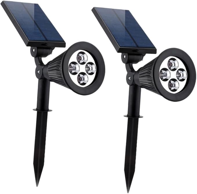 TEHAUX 2Pcs RGB Solar Spotlights with LEDs for Outdoor Lawn and Patio Ground Plug Landscape Lighting Auto Off for Garden