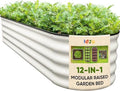 dzo 8x2x1.4 ft Galvanized Steel Raised Garden Beds Outdoor 12-in-1 Large Modular Metal Raised Garden Bed with 7 Coating Layers for Vegetables Herbs Flower - Ivory