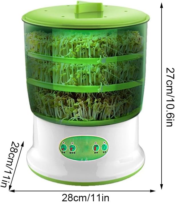 2-Tier Seed Sprouting Kit Stackable Bean Seed Sprouter Tray Ripple Soil-Free Sprouter Tray for Beans Alfalfa Seeds Bean Sprouts Machine A