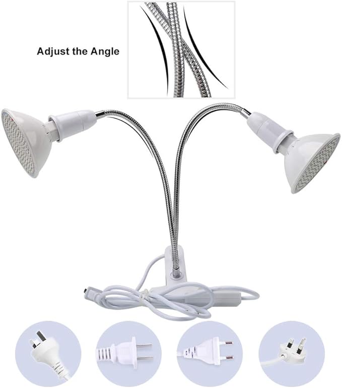 Grow Light Double 20W Plant Lights for Indoor Plants290 LEDs Dual Head Plant Grow Lamp for Plants Indoor Seeds Hydroponics Greenhouse Gardening 360 Degree Adjustable Gooseneck
