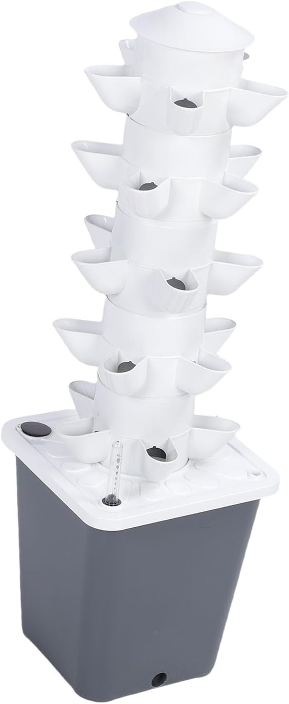 Respicefinem Hydroponic Growing System Tower 25 Holes Indoor Vertical Garden for Home and School Use with Us Plug