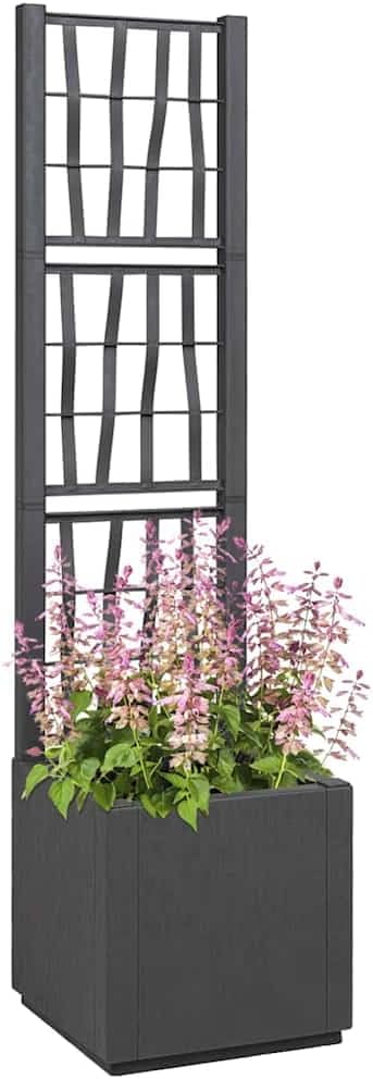 Anthracite Garden Planter with Trellis 36x36x140 cm Polypropylene Raised Garden Bed for Outdoor Plants