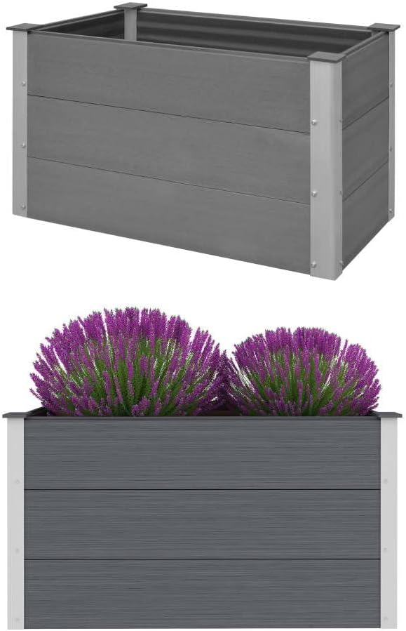 Garden Raised PlanterGarden BedGalvanized Raised Garden BedPlanter Raised bedsGalvanized PlanterBed WPC 39.4x19.7x21.3 Gray